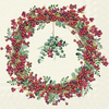 Servietten eckig Beere - Berry Wreath, 20er, 33x33 cm